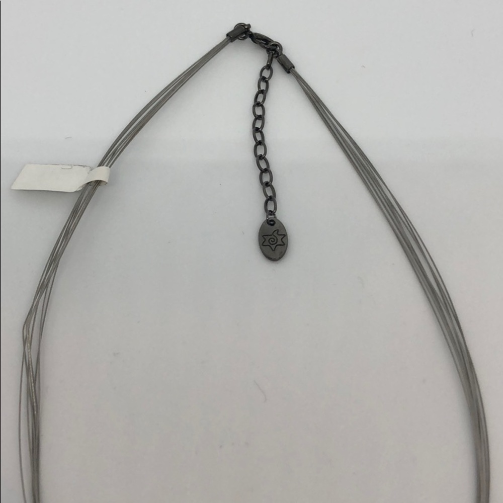 Multi Strand Silver Disk Necklace - Picture 3 of 3